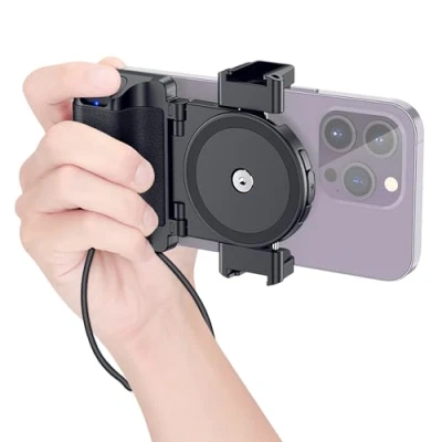 Afbeelding van Compacte Smartphone Handgreep Houder met Afneembare Draadloze Afstandsbediening &amp; Koude Schoen Mounts Compatibel iPhone 16 15 14 13 12 11 Galaxy PIXEL MATE 55 90 mm Breed voor Vlog Video Foto