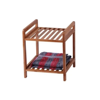 Afbeelding van MK Bamboo handdoekenrek 2 etages 30 x 35 cm bruin