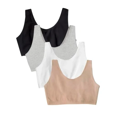 Afbeelding van Fruit of The Loom Dames Built Up Tank Style Sports Bra Value Pack, zwart/grijs/zand/wit, 50