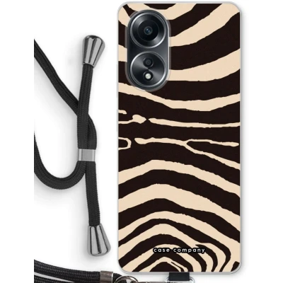 Afbeelding van Case Company® hoesje met Koord geschikt voor Oppo A58 4G Arizona Zebra Telefoonhoesje Zwart Bescherming aan alle Kanten en Over de Schermrand