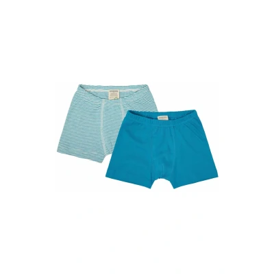 Afbeelding van loud + proud Jongens dubbelpak, fijn geribbeld, biologisch katoen en GOTS gecertificeerde boxershorts, petrol, 98 104