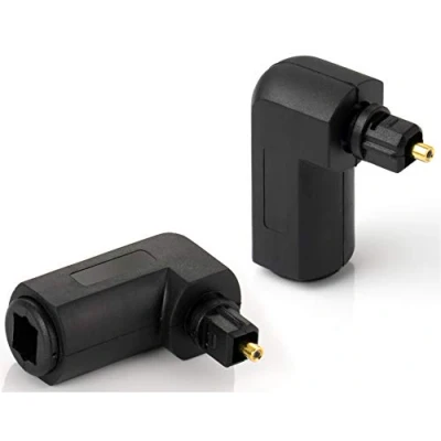 Afbeelding van Poppstar 2x Toslink Adapter Hoek van 90 (Toslink Stekker vr. naar ma.), voor Optische Audiokabels (TOS Kabel), S/PDIF Kabel