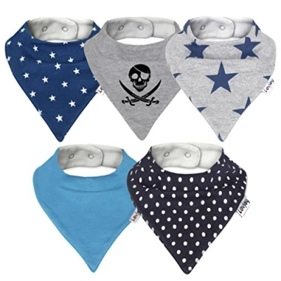 Afbeelding van Lovjoy Bandana Baby Slabbetjes, Driehoekige Sjaals, Voor 0 3 Jaar, Verpakking van 5 (Simply Blue)