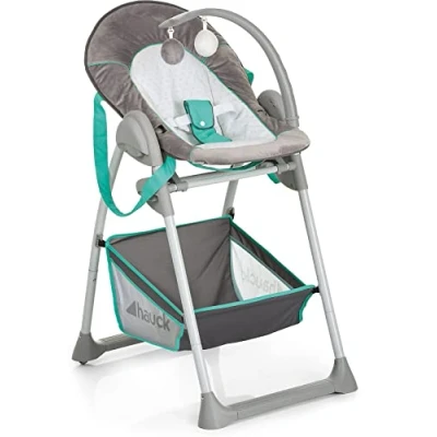 Afbeelding van Hauck Sit&#039;n Relax, 3 in 1 kinderstoel vanaf de geboorte, met babyzitje, hoogte verstelbare meegroeistoel speelboog, blad, wielen, inklapbare babystoel, 53 x 75 105 cm, Turkoois