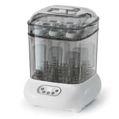 Afbeelding van Babyflessen sterilisator en droger, elektrische stoomsterilisator, grotere capaciteit voor 9 flessen van alle soorten plus accessoires, fopspeen, bijtspeelgoed, eerste uitrusting pasgeborenen