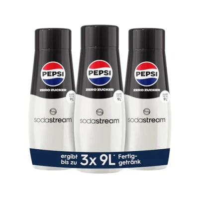 Afbeelding van SodaStream Siroop 3 x Pepsi Zero suiker 1 fles geeft 9 liter kant en klare drank, binnen enkele seconden bereid altijd vers, 440 ml