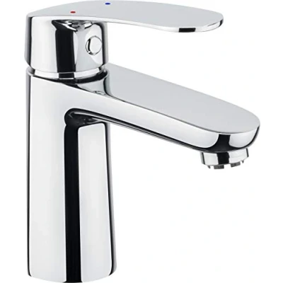 Afbeelding van Cornat Wastafel eengreepsmengkraan &quot;Belmont&quot; hoogwaardige messing behuizing verchroomd met trekafvoergarnituur/lagedrukarmatuur/waterkraan voor badkamer/wastafelarmatuur / BEL12, zilver