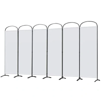 Afbeelding van Angel Living Paravent, 6 delig, boog, inklapbaar, ruimteverdeler, vrijstaand, inkijkbescherming, scheidingswand, voor kantoren, balkon, slaapkamer, buitentuin, 336 cm x 182 cm, wit