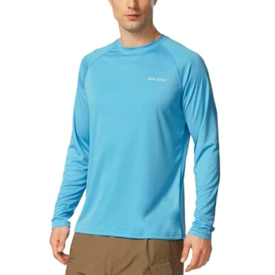 Afbeelding van Baleaf uv shirt voor heren, water, met bescherming UPF 50+ Rashguard zonnebescherming, lange mouwen, blauw (a), 3XL