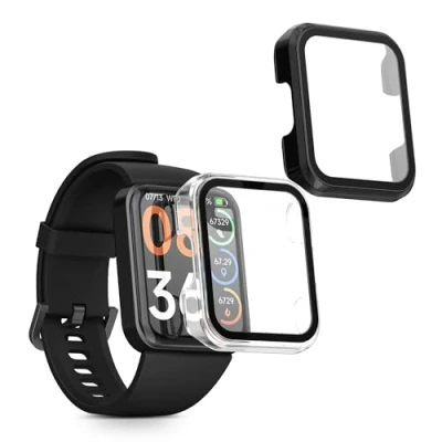 Afbeelding van kwmobile 2x hoes compatibel met SKG V7 / Pro Hoesje Cover van kunststof en glas voor activity tracker In transparant/zwart