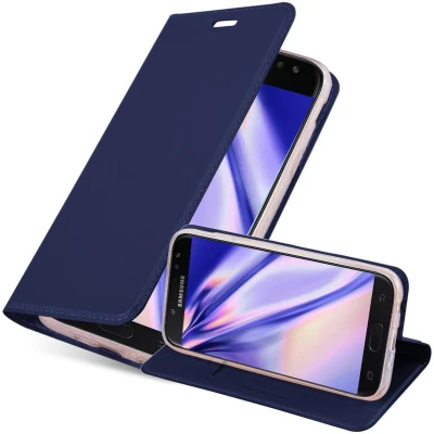 Afbeelding van Cadorabo Hoesje geschikt voor Samsung Galaxy J5 2017 in CLASSY DONKER BLAUW Beschermhoes met magnetische sluiting, standfunctie en kaartvakje Book Case Cover Etui