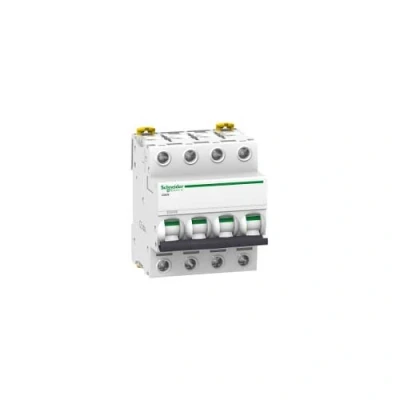 Afbeelding van Schneider electric ic60n installatieautomaat 4 polig 6ka 10ka b karakteristiek 10a 8 modulen a9f78410