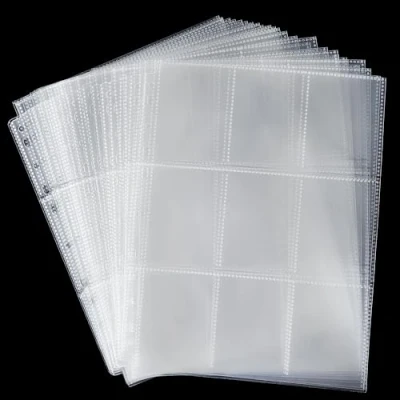 Afbeelding van 540 vakken ruilkaartenhoezen, 30 vellen dubbelzijdige 9 pocket 11 gaten kaarthoezen kaartenmap geschikt voor 3 ringmappen ruilkaartenmap game sportkaarten OS22030