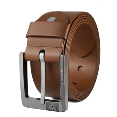 Afbeelding van Cartvelli Premium leren riem heren bruin cognac 105 cm Made in Germany met geschenkdoos echt leer herenriem volledig lederen jeansriem 40 mm pak jeans chino pants M24b 105,
