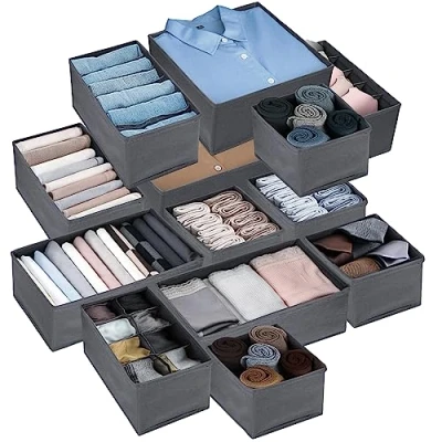 Afbeelding van YUTUY Opbergsysteem,Opbergdozen voor ondergoed,set van 13 lade organizer,Opbergdoos Kledingkast,Lade organizer opvouwbare,Lade Organisatoren,voor ondergoed, kleding, sjaals,sokken