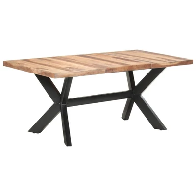 Afbeelding van Eettafel 180x90x75 cm massief hout met honingkleurige afwerking