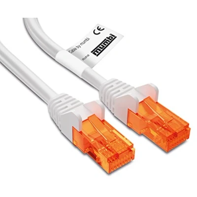 Afbeelding van mumbi LAN kabel 1m CAT 5e netwerkkabel CAT5e Ethernet patchkabel RJ45 1 meter, wit
