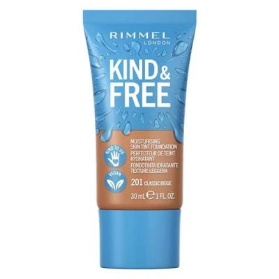 Afbeelding van 1+1 gratis: Rimmel KIND &amp; FREE Vegan Foundation 201 Classic Beige 30 ml