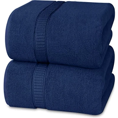 Afbeelding van Utopia Towels Premium Jumbo Badlaken (90 x 180 cm), 2 Pak 100% Ringgesponnen Katoen Zeer Absorberend en Snel Droog Extra Grote Badhanddoek Superzachte hotelkwaliteit Handdoek (Marineblauw)