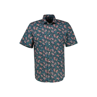Afbeelding van LERROS Overhemd Bloemenprint Blauw L