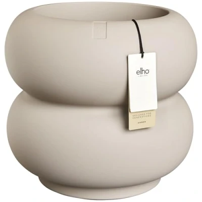Afbeelding van Elho Amber Roll Low 43 Bloempot voor Binnen &amp; Buiten 100% Gerecycled Plastic Ø x H 40 cm Balanced Beige