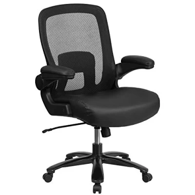 Afbeelding van Flash Meubels HERCULES Serie Groot &amp; Tall 226,8 kg. Gekeurde Executive Zwenkstoel met Stoelzitting en Verstelbare Lumbar hedendaags 80.010000000000005 x 73.025000000000006 41.91 cm Zwart leer/Mesh