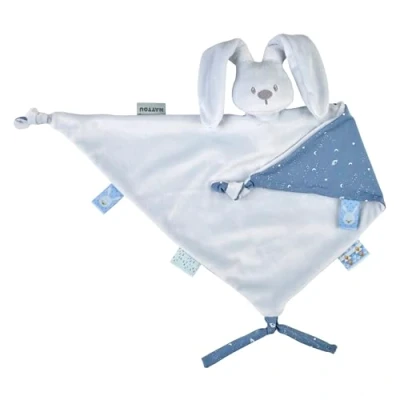 Afbeelding van Nattou Lapidou grote knuffeldoek haas, patelblauw, maxi
