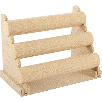Afbeelding van Fliex sieradenhouder linnen beige 3 rollen voor armbanden