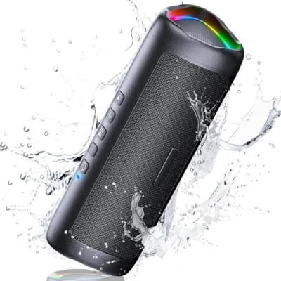 Afbeelding van UOHHBOE Draadloze Draagbare Bluetooth Luidspreker 24 Uur Batterij Water en Stofdicht met TWS Handsfree Functie Dubbele Drivers Meeslepend Stereo RGB Feestsfeerlicht Draagbaar Netsnoer Zwart