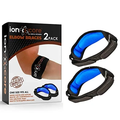 Afbeelding van Ionocore® Tennisarm bandage elleboogbandage voor fitness thuis met EVA compressiepad volledig verstelbaar en zeer licht golf, squash, vrije tijd fitnessstudio eenheidsmaat