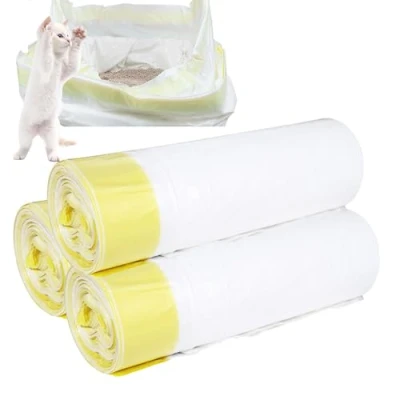 Afbeelding van 3 rollen/60 stuks 94 * 45cm kattenbakzakken, vuilniszakken met draagbeugel kattenbakvulling scheurvast vloeistofdicht verdikking kattenbakzak 10 kg draagvermogen