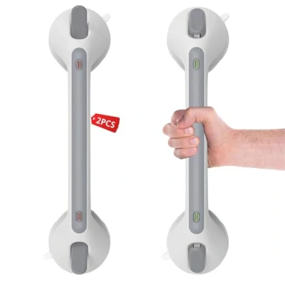 Afbeelding van LORESJOY 2 Stuks 16 inch Douchehandgrepen voor Senioren, Handgreep met Zuignap Mobiele Badkamerhandgreep Antislip Badkamer Toilet Zonder Boren Douchegrijper