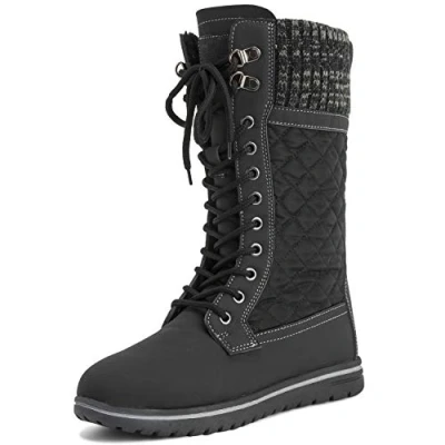 Afbeelding van Dames Lang duurzaam namaakbont Winterregen Sneeuw Waterdicht Outdoor Kuitlaarzen 5 BLK38 AYC0535