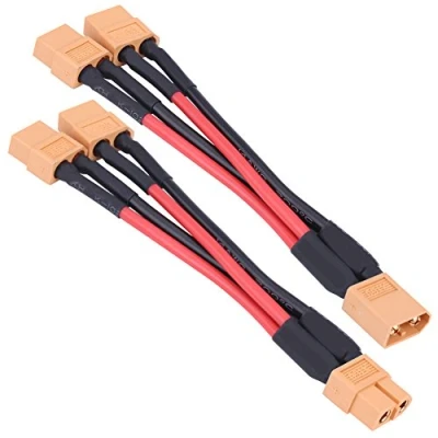 Afbeelding van Paralleles Adapterkabel, XT60 Parallel Batterie Verbindungsst¨¹ck Adapter 14AWG Kabel f¨¹r RC Lipo (1 weiblich zu 2 m?nnlich)