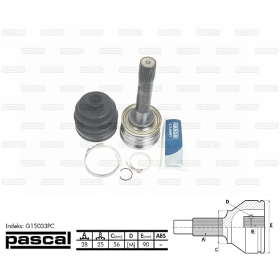 Afbeelding van Homokineet reparatie set, aandrijfas PASCAL G15033PC
