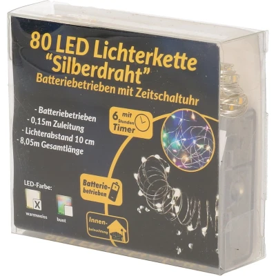 Afbeelding van Kerstverlichting LED warm wit op batterij 8 meter