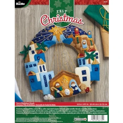 Afbeelding van Bucilla Stad Bethlehem Krans Vilt Applique Kit, meerkleurig, 29,84 x 22,86 4,57 cm