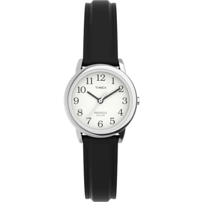 Afbeelding van Timex Easy Reader vrouwen 25mm zwart lederen band horloge T20441