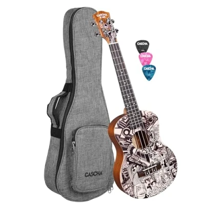 Afbeelding van Cascha HH 2609 Art Series Sketch tenor ukelele massief spar bovenblad met gigbag