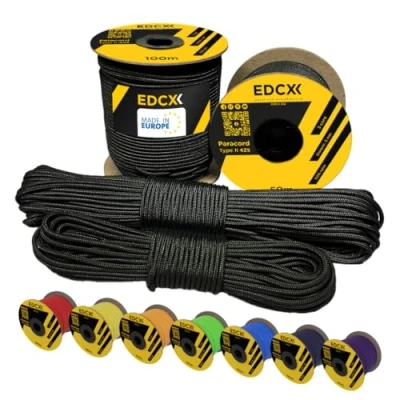 Afbeelding van EdcX 3 mm nylon paracord 425 (15, 30, 50 en 100 m) type II, 100% touw, strengen touw in vele kleuren (zwart, 15