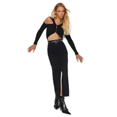 Afbeelding van Trendyol Zwarte Duurzamere Maxi Spijkerrok Met Split Twoss23Et00290