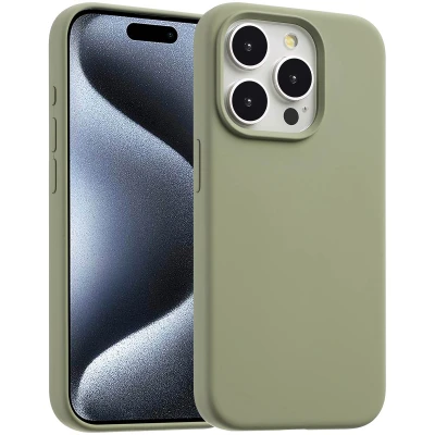Afbeelding van Apple iPhone 15 Pro MagSafe Hoesje Siliconen en TPU (zacht) Accezz Softcase/Backcover Lichtgroen Telefoonhoesje Black Friday Deals