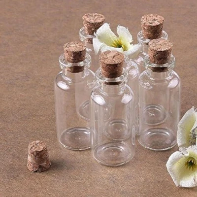 Afbeelding van Musuntas 8 x 10 ml mini glazen flesjes met kurksluiting, kleine flessen, flesjes, kurk, 22 50 mm