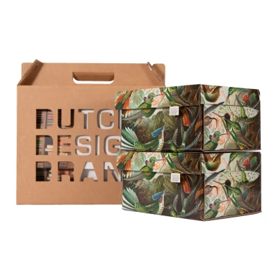 Afbeelding van Dutch Design Brand Opbergbak Storage Box Small Set Van 2 Karton Art Of Nature Vogels 27,8x20,6x14cm