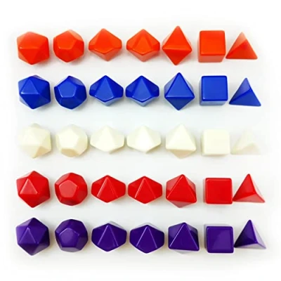 Afbeelding van Bescon Blank Polyhedral RPG Dice 35pcs Assorted Colors Set, Solid in Complete Set of 7, One for Each Color, DIY