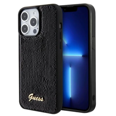 Afbeelding van Guess Sequins Script Logo Back Case Geschikt voor Apple iPhone 15 Pro Max (6.7&quot;) Zwart