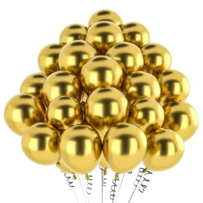 Afbeelding van hpnparty ballonnen goud metallic, 50 stuks 30 cm gouden ballonnen, heliumballonnen, latex voor verjaardagsdecoratie, babyshower, bruiloftsdecoratie, doopdecoratie, feestdecoratie
