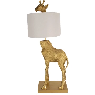 Afbeelding van Clayre &amp; Eef Tafellamp Giraf 39x30x85 cm Goudkleurig Kunststof Bureaulamp