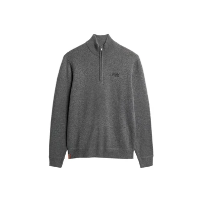 Afbeelding van Superdry Essential Embroidered HALF ZIP Trui, Heren, Maat: XL, Gull grey marl