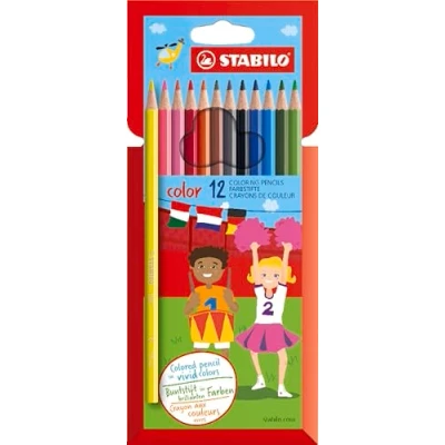 Afbeelding van Kleurpotlood STABILO color 12 stuks met verschillende kleuren inclusief 2 neonkleuren